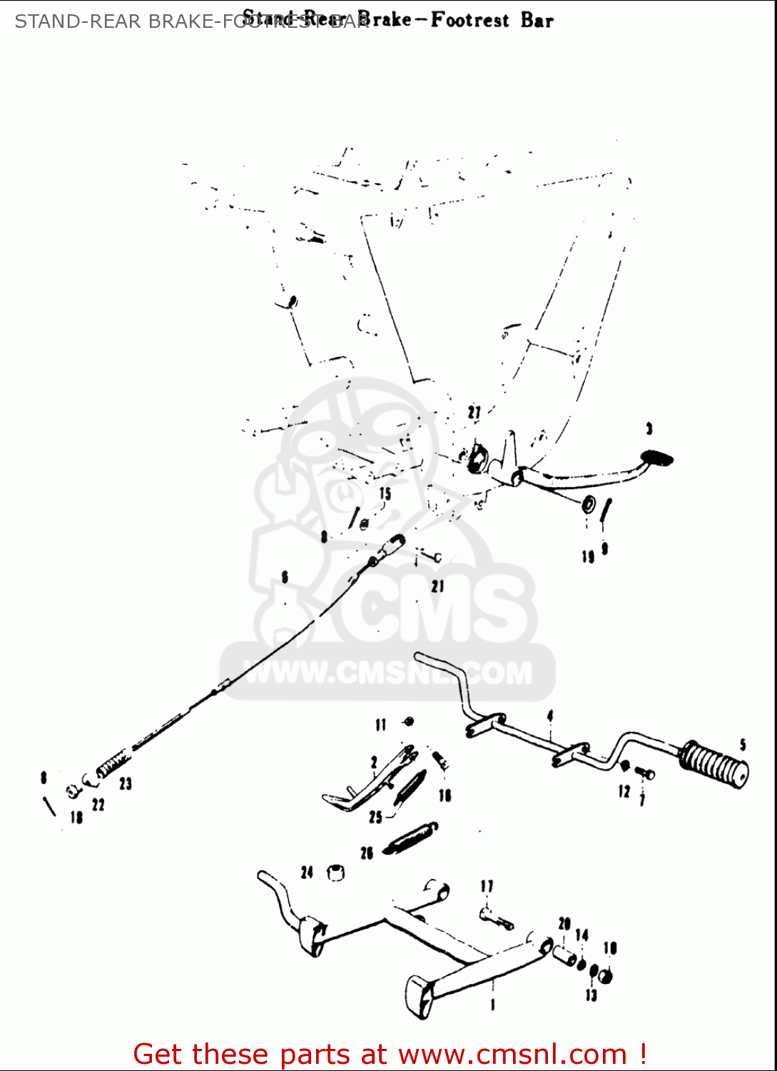 STAND-REAR BRAKE-FOOTREST BAR T20 TC250 SCRAMBLER 1969 USA (E03)