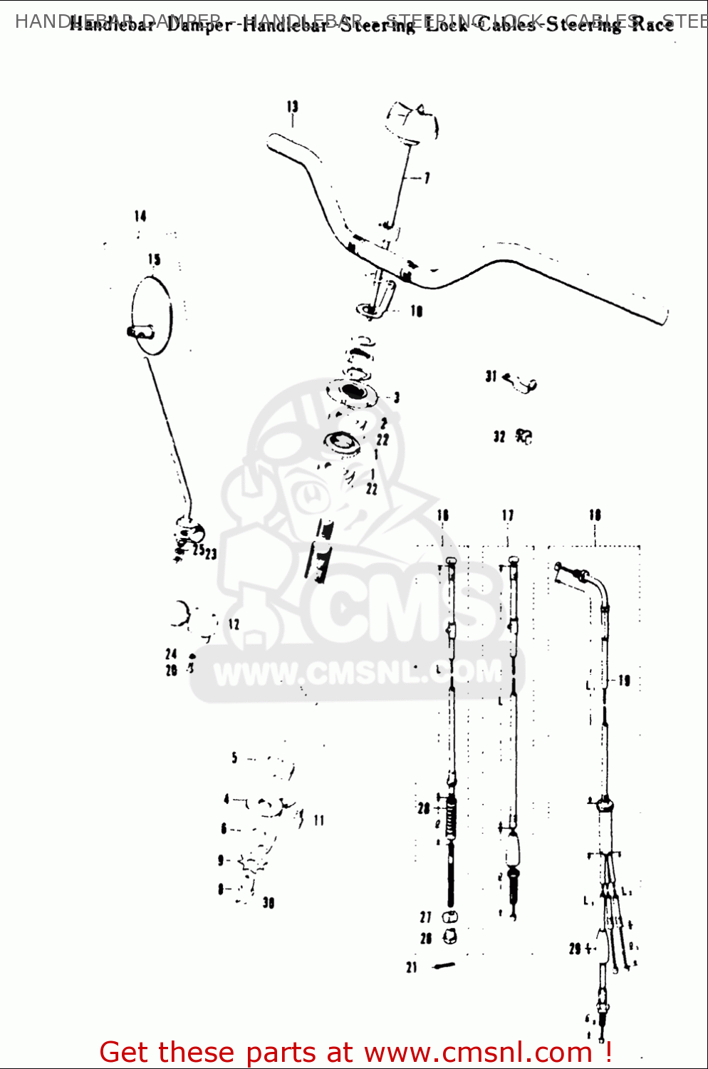HANDLEBAR DAMPER - HANDLEBAR - STEERING LOCK - CABLES - STEERING T20 TC250 SCRAMBLER 1969 USA (E03)