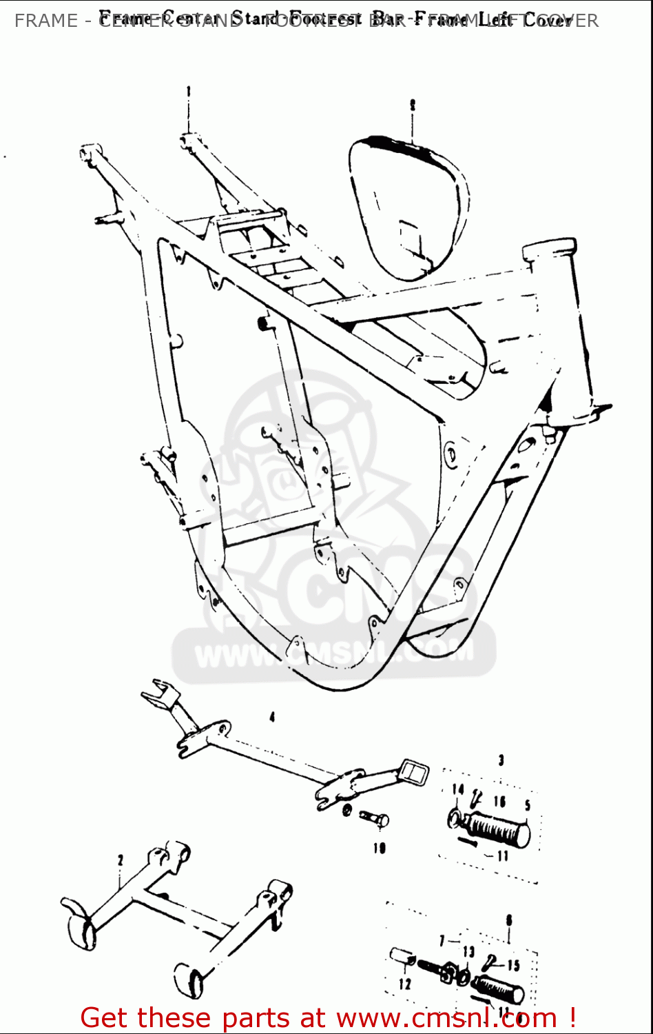 FRAME - CENTER STAND - FOOTREST BAR - FRAM LEFT COVER T20 TC250 SCRAMBLER 1969 USA (E03)