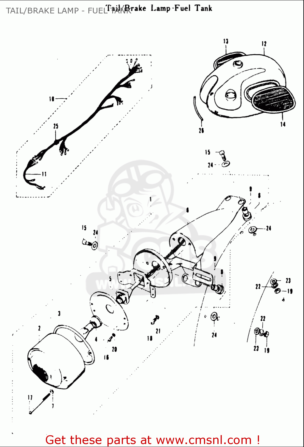 TAIL/BRAKE LAMP - FUEL TANK T20 TC250 SCRAMBLER 1969 USA (E03)