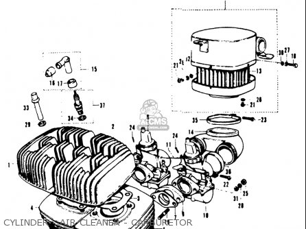 CYLINDER - AIR CLEANER - CARBURETOR - T20 TC250 SCRAMBLER 1969 USA (E03)
