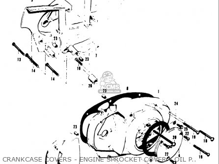 CRANKCASE COVERS - ENGINE SPROCKET COVER - OIL PUMP COVER - T20 TC250 SCRAMBLER 1969 USA (E03)