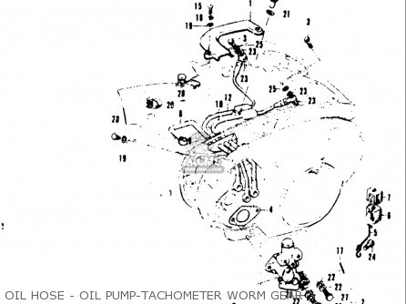 OIL HOSE - OIL PUMP-TACHOMETER WORM GEAR - T20 TC250 SCRAMBLER 1969 USA (E03)