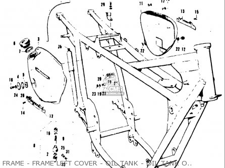 FRAME - FRAME LEFT COVER - OIL TANK - OIL TANK OUTLET - AIR INFL - T20 TC250 SCRAMBLER 1969 USA (E03)