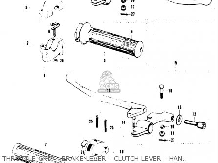 THROTTLE GRIP - BRAKE LEVER - CLUTCH LEVER - HANDLE SWITCH - T20 TC250 SCRAMBLER 1969 USA (E03)