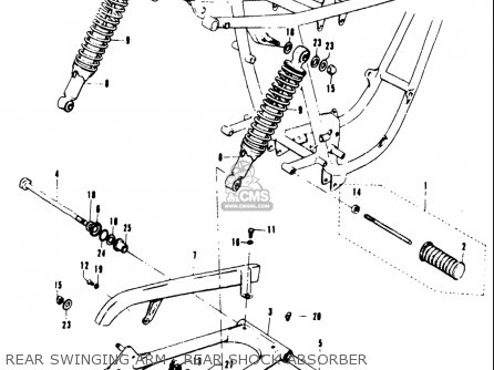 REAR SWINGING ARM - REAR SHOCK ABSORBER - T20 TC250 SCRAMBLER 1969 USA (E03)