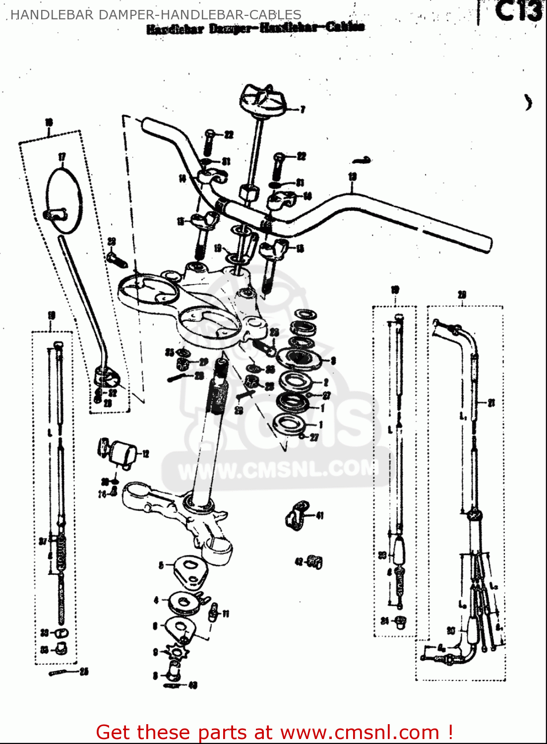 HANDLEBAR DAMPER-HANDLEBAR-CABLES T305 TC305 1969 USA (E03)