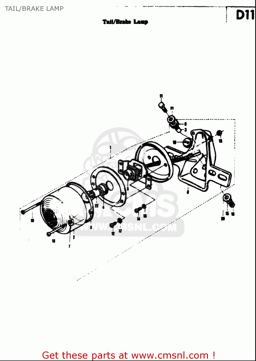 TAIL/BRAKE LAMP T305 TC305 1969 USA (E03)