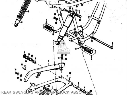 REAR SWINGING ARM-REAR SHOCK ABSORBER - T305 TC305 1969 USA (E03)
