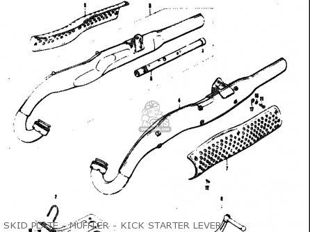 SKID PLATE - MUFFLER - KICK STARTER LEVER - T305 TC305 1969 USA (E03)