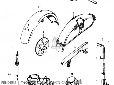 FENDERS - THOTTLE CABLE-CHAIN CASE-TIRES - T305 TC305 1969 USA (E03)