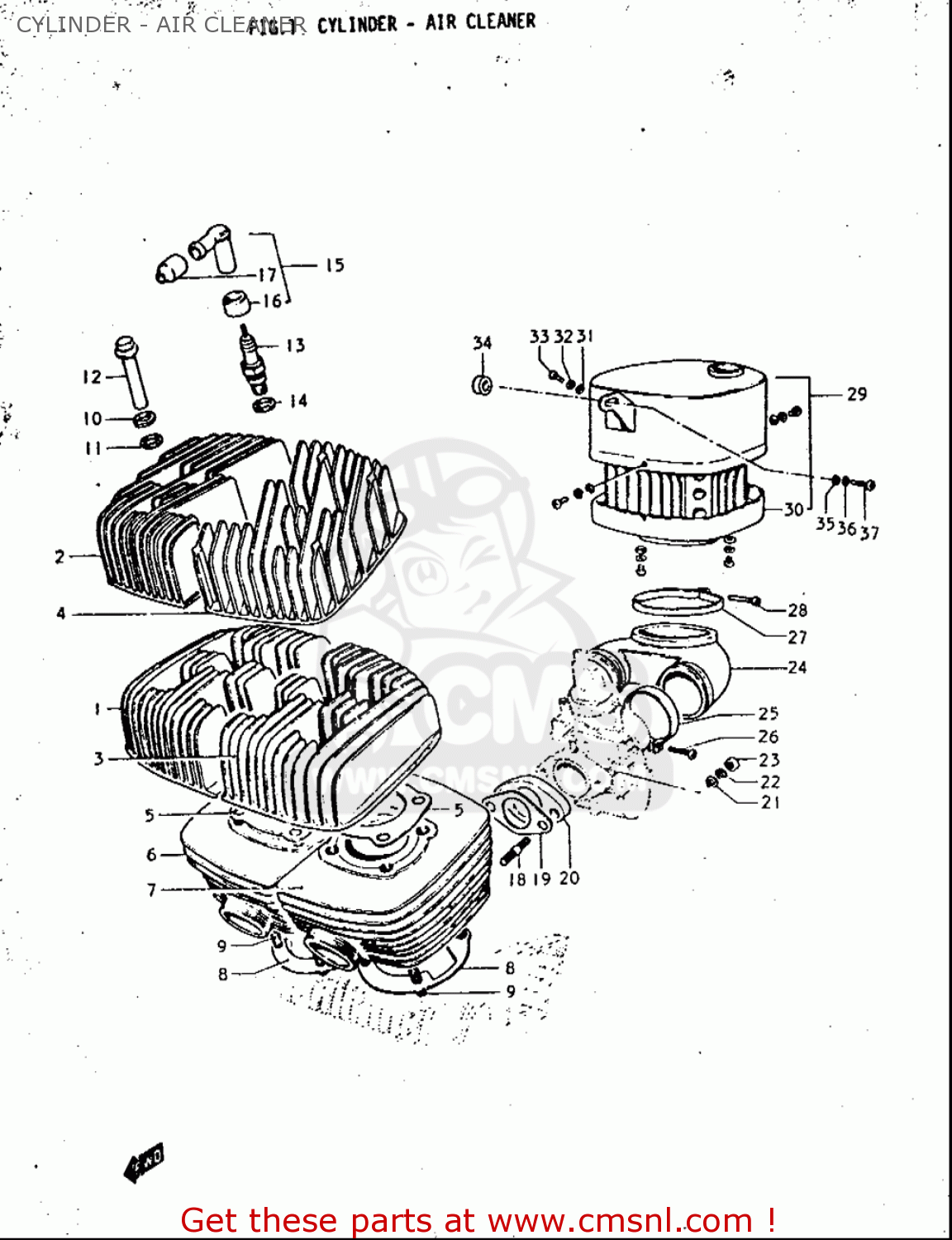 CYLINDER - AIR CLEANER T350 1969 1970 1971 1972 (?) (?) (R) (J) USA (E03)