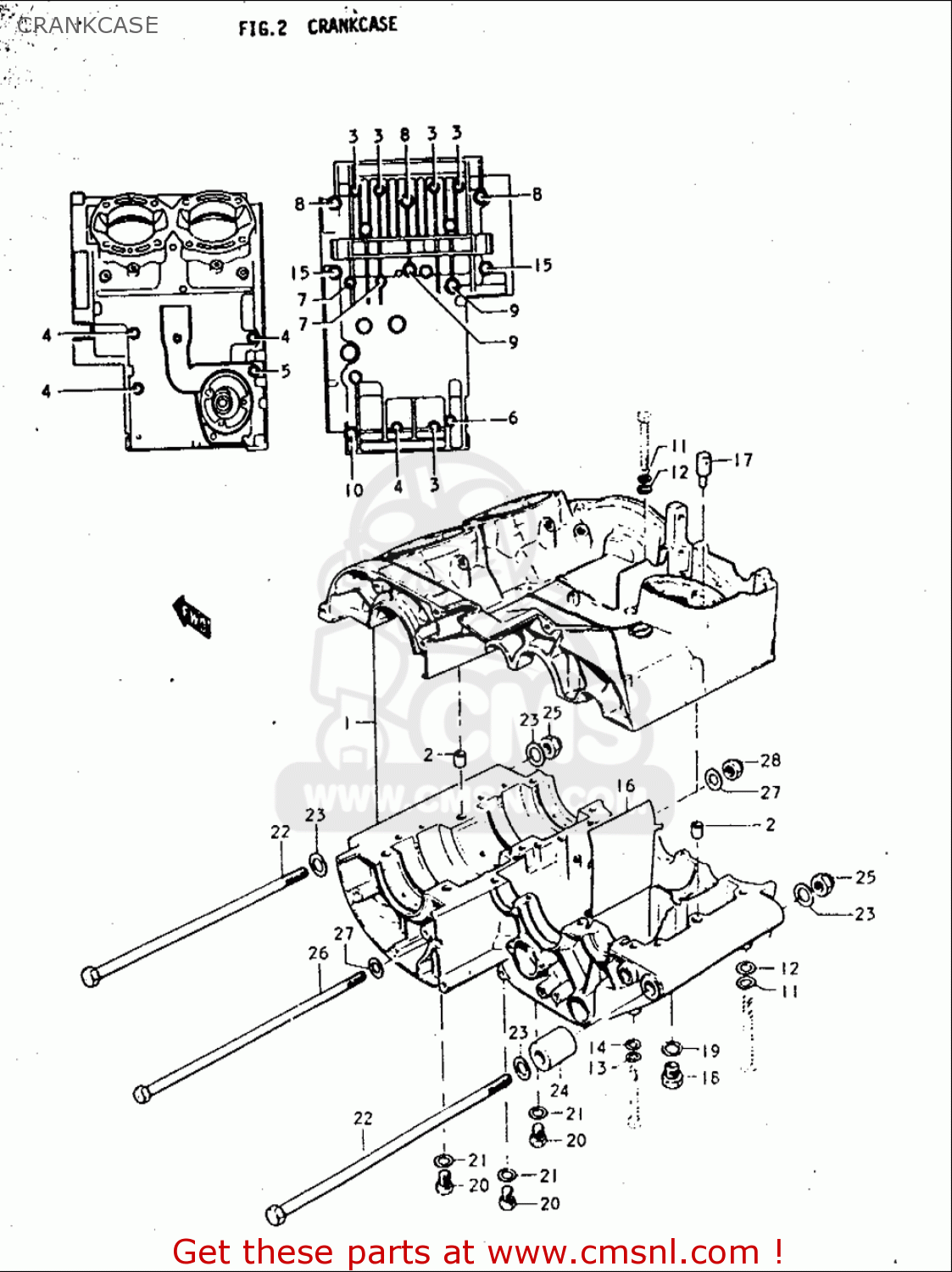 CRANKCASE T350 1969 1970 1971 1972 (?) (?) (R) (J) USA (E03)