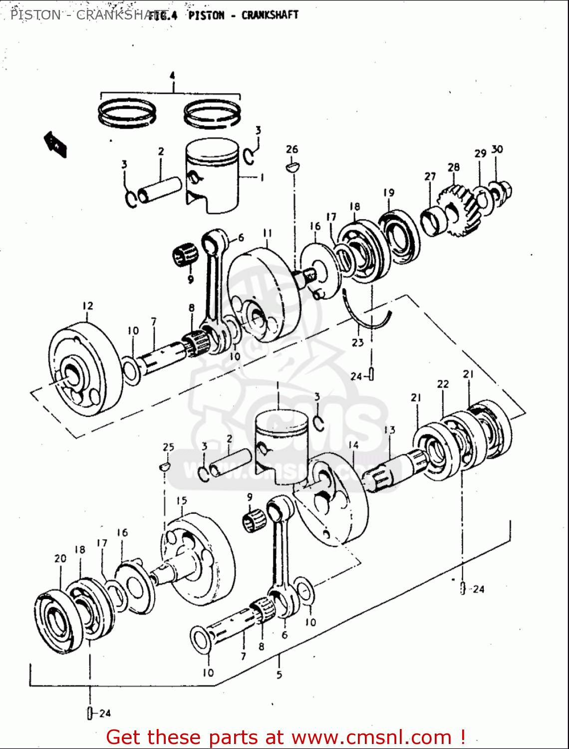 PISTON - CRANKSHAFT T350 1969 1970 1971 1972 (?) (?) (R) (J) USA (E03)