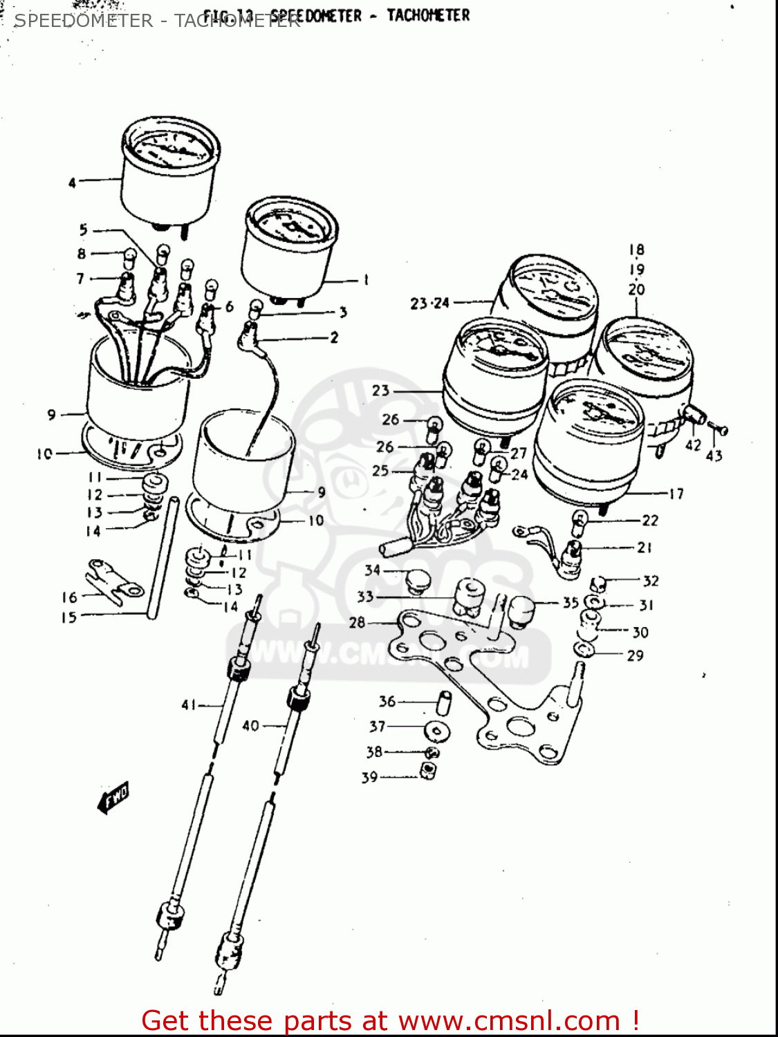 SPEEDOMETER - TACHOMETER T350 1969 1970 1971 1972 (?) (?) (R) (J) USA (E03)