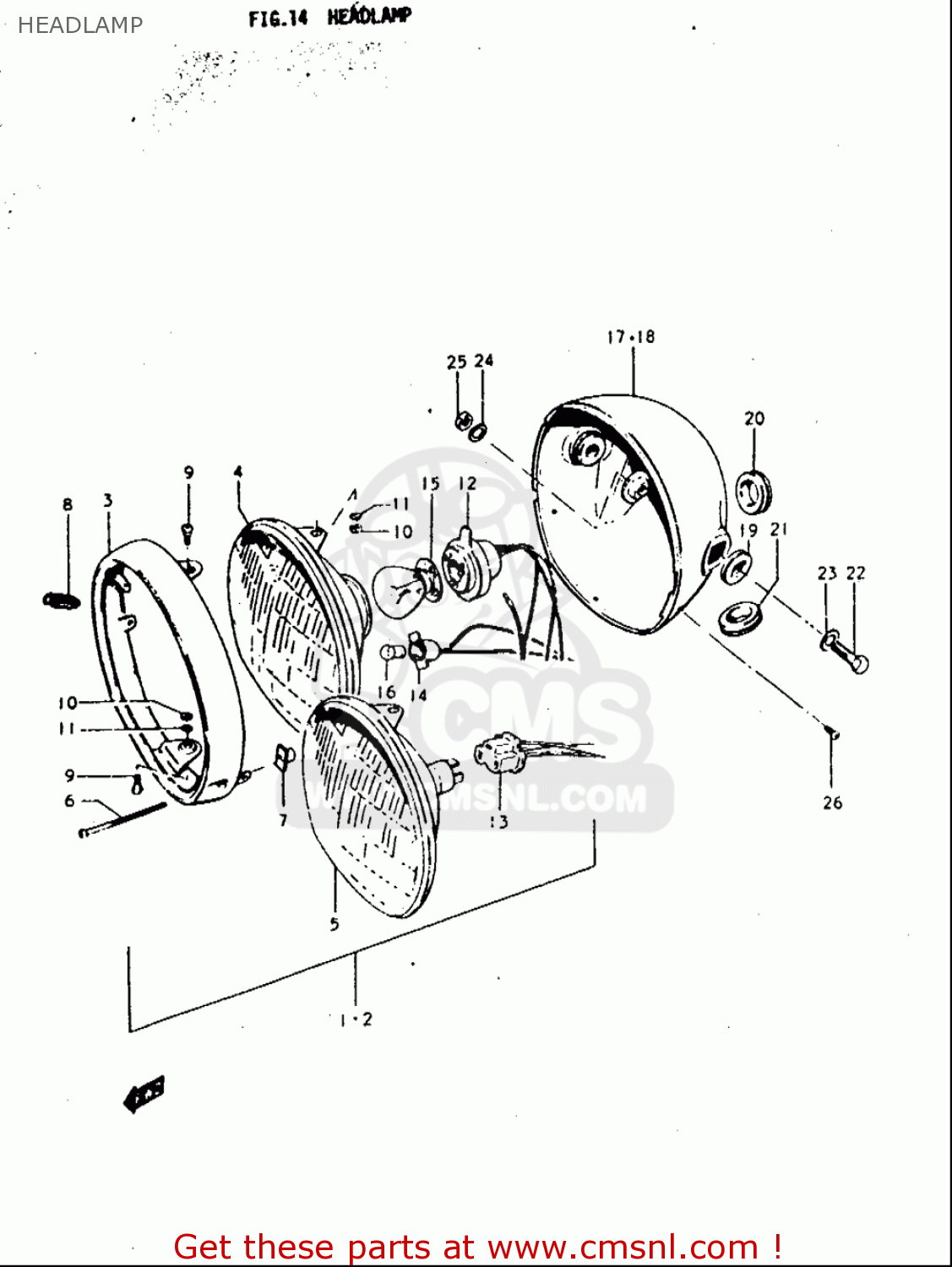 HEADLAMP T350 1969 1970 1971 1972 (?) (?) (R) (J) USA (E03)