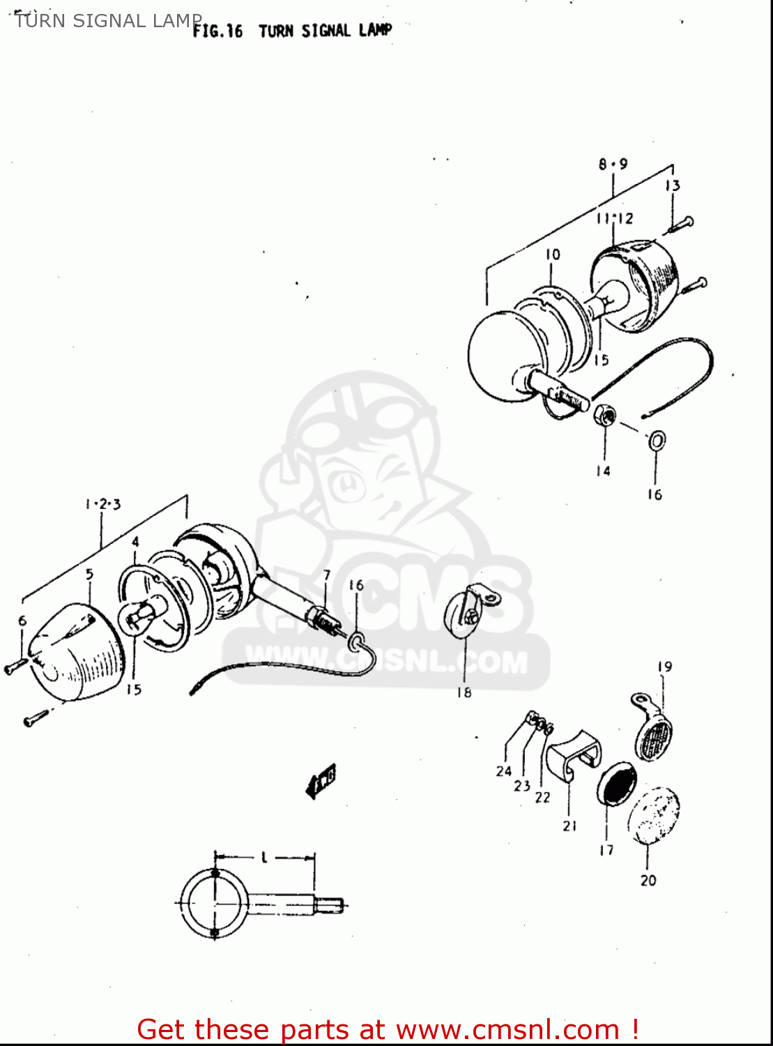 TURN SIGNAL LAMP T350 1969 1970 1971 1972 (?) (?) (R) (J) USA (E03)