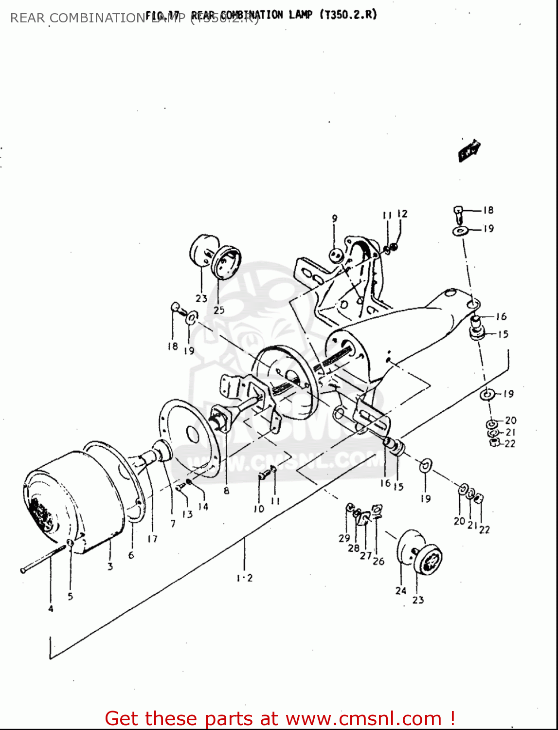 REAR COMBINATION LAMP (T350.2.R) T350 1969 1970 1971 1972 (?) (?) (R) (J) USA (E03)