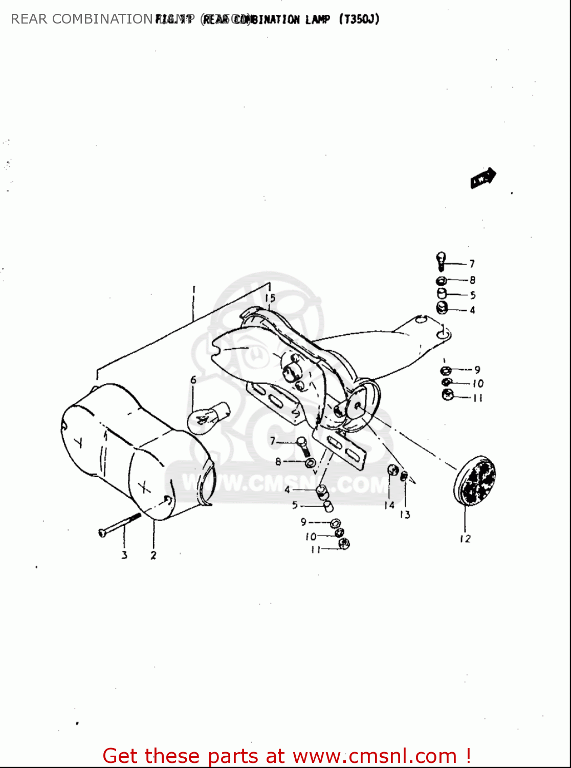 REAR COMBINATION LAMP (T350J) T350 1969 1970 1971 1972 (?) (?) (R) (J) USA (E03)