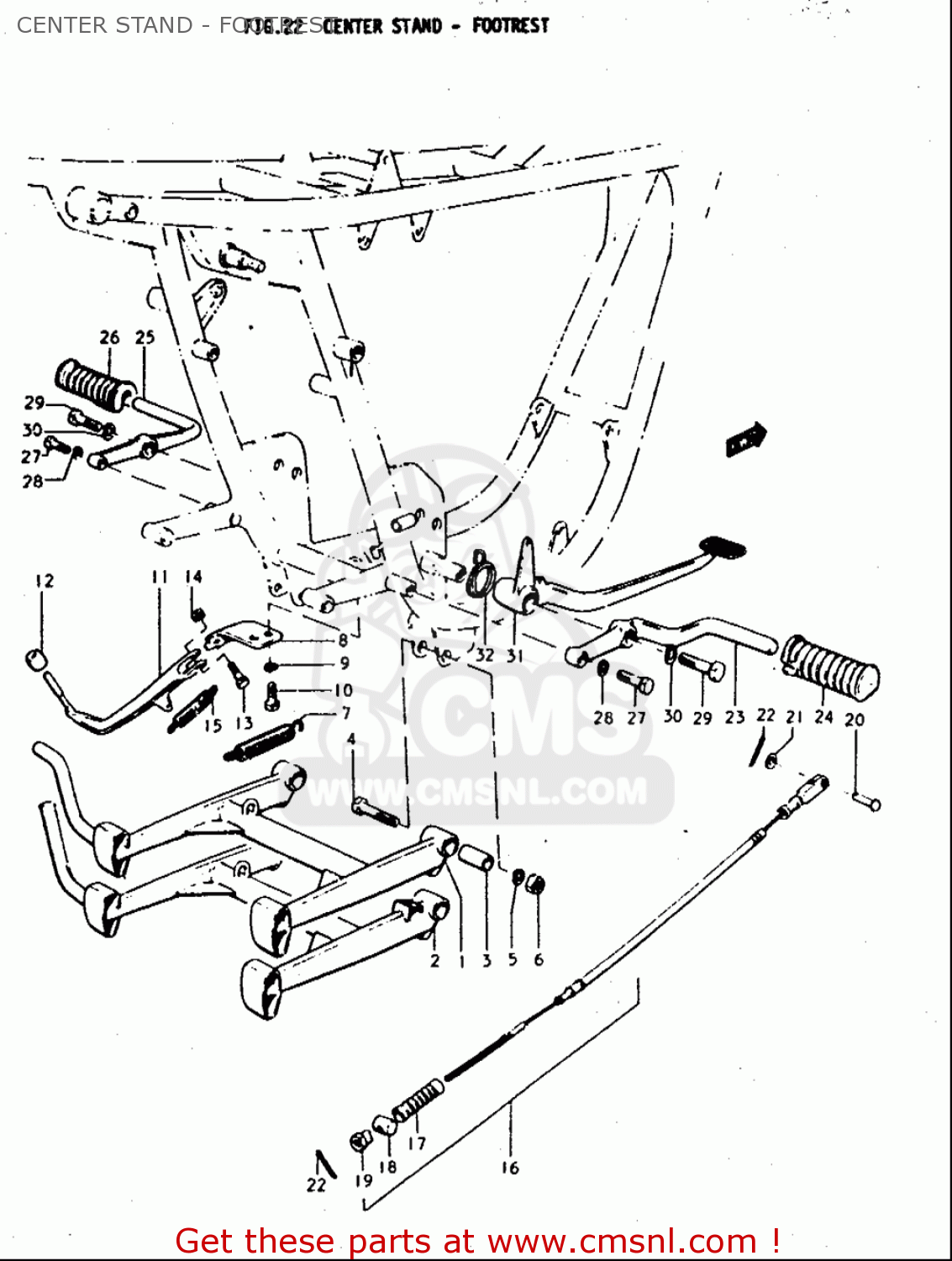 CENTER STAND - FOOTREST T350 1969 1970 1971 1972 (?) (?) (R) (J) USA (E03)