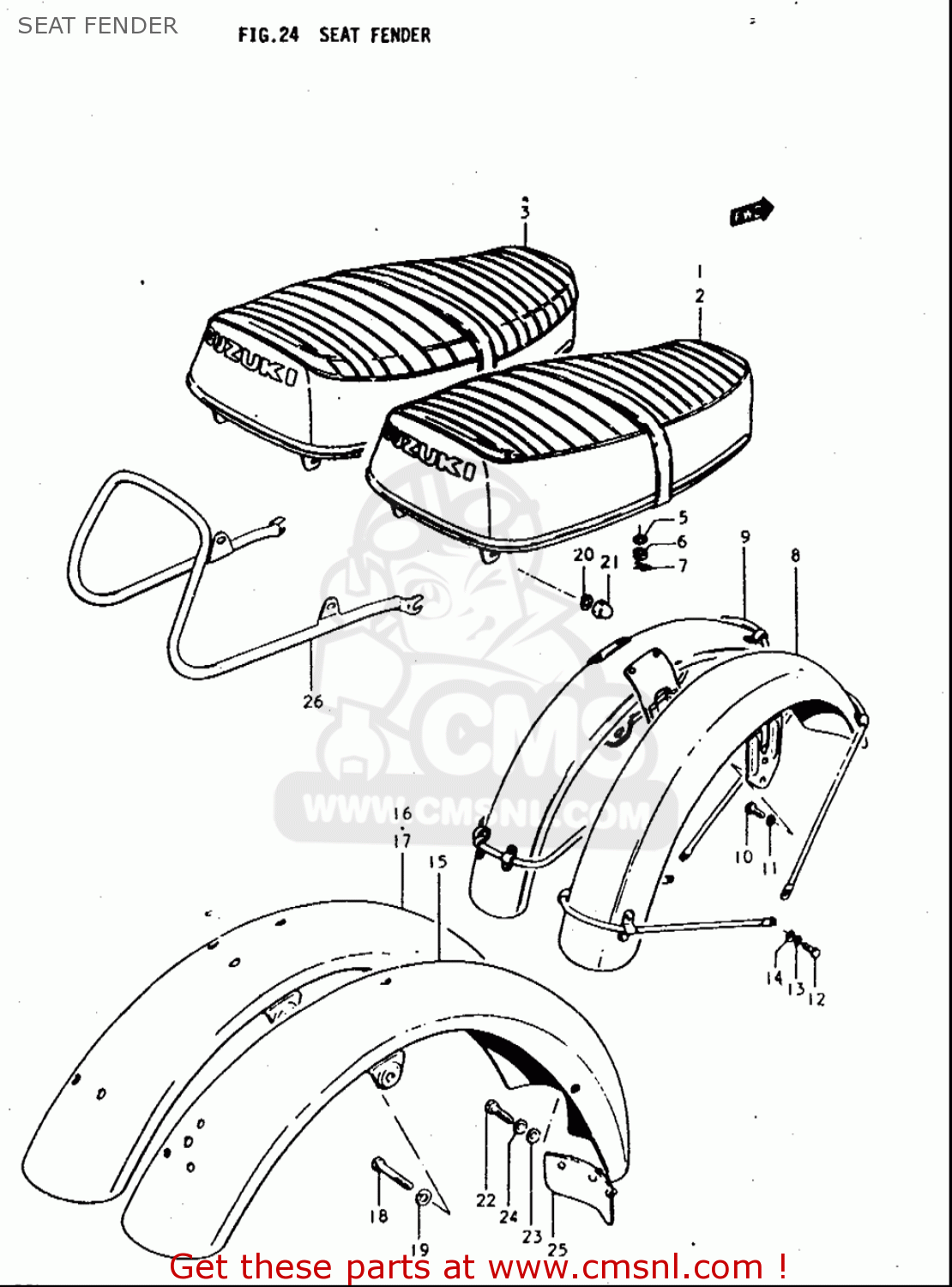 SEAT FENDER T350 1969 1970 1971 1972 (?) (?) (R) (J) USA (E03)