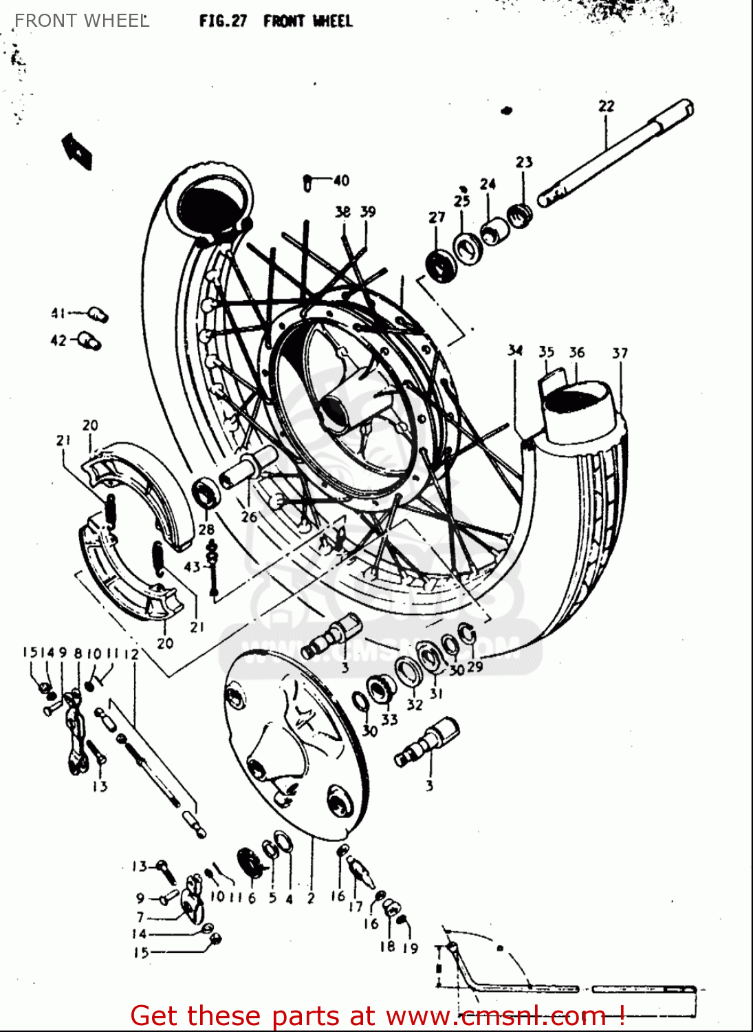 FRONT WHEEL T350 1969 1970 1971 1972 (?) (?) (R) (J) USA (E03)