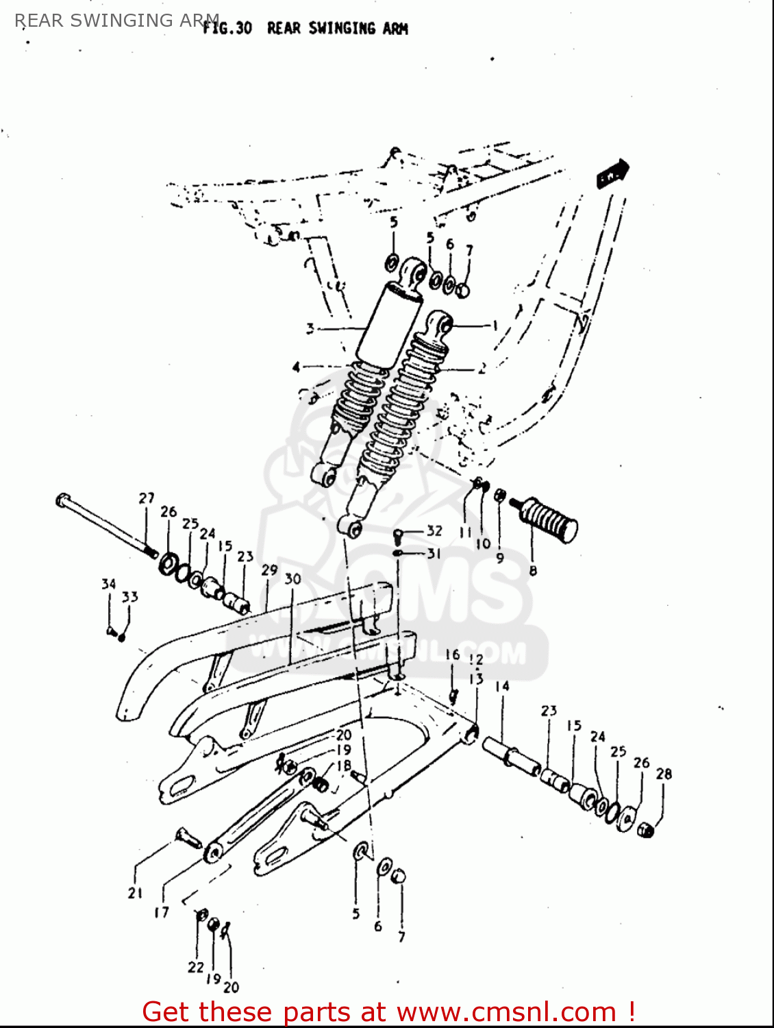 REAR SWINGING ARM T350 1969 1970 1971 1972 (?) (?) (R) (J) USA (E03)