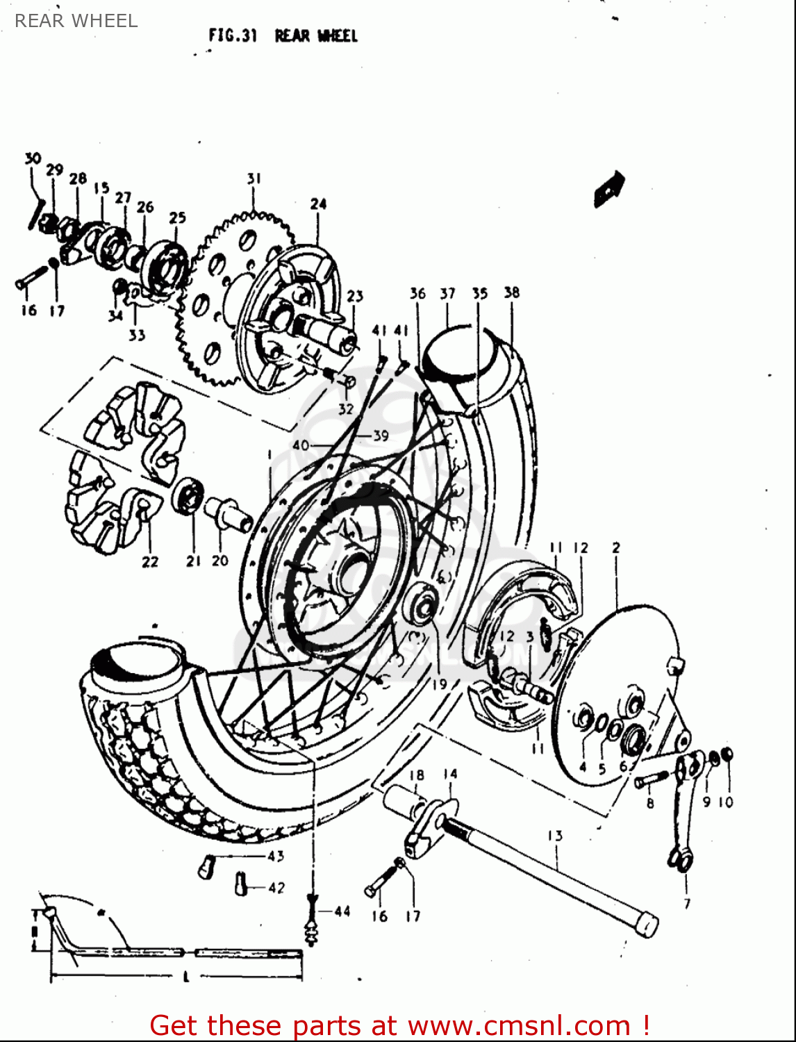 REAR WHEEL T350 1969 1970 1971 1972 (?) (?) (R) (J) USA (E03)