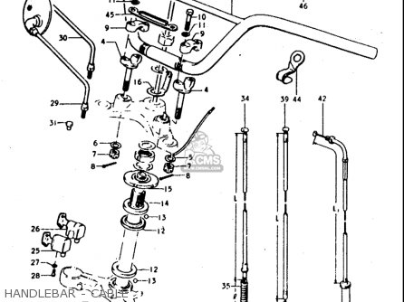 HANDLEBAR - CABLE - T350 1969 1970 1971 1972 (?) (?) (R) (J) USA (E03)