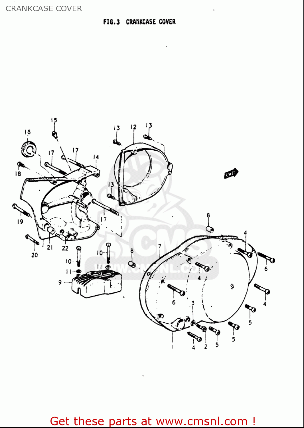 CRANKCASE COVER T500 1968 1969 1970 USA (E03)