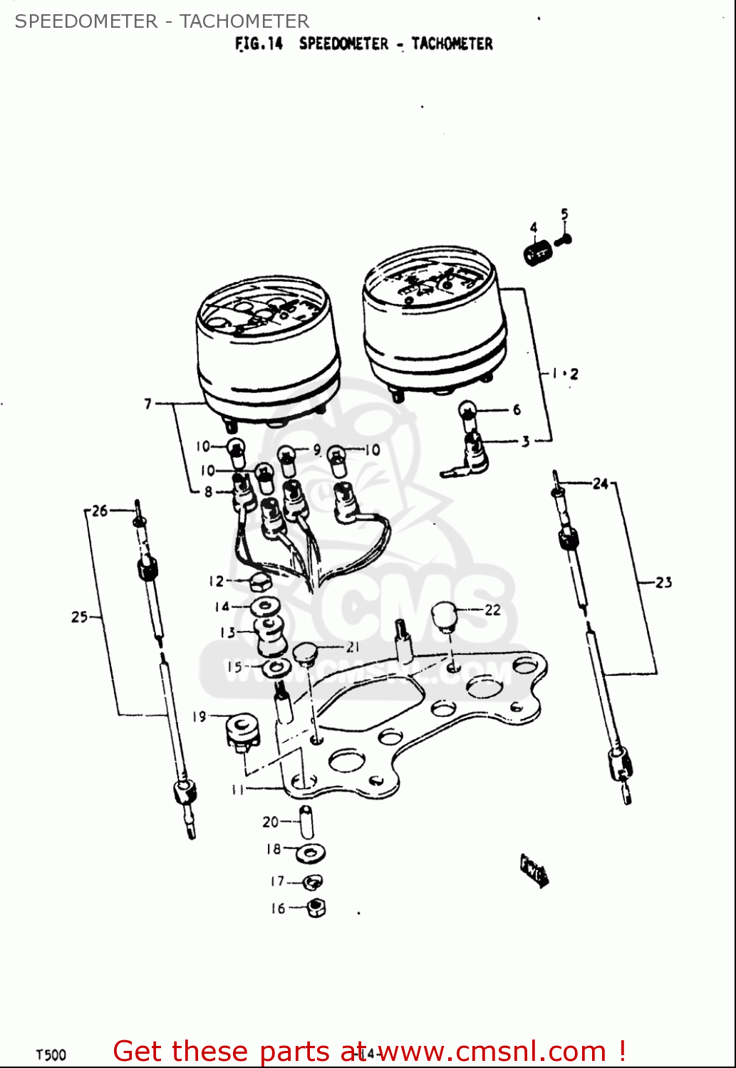 SPEEDOMETER - TACHOMETER T500 1968 1969 1970 USA (E03)
