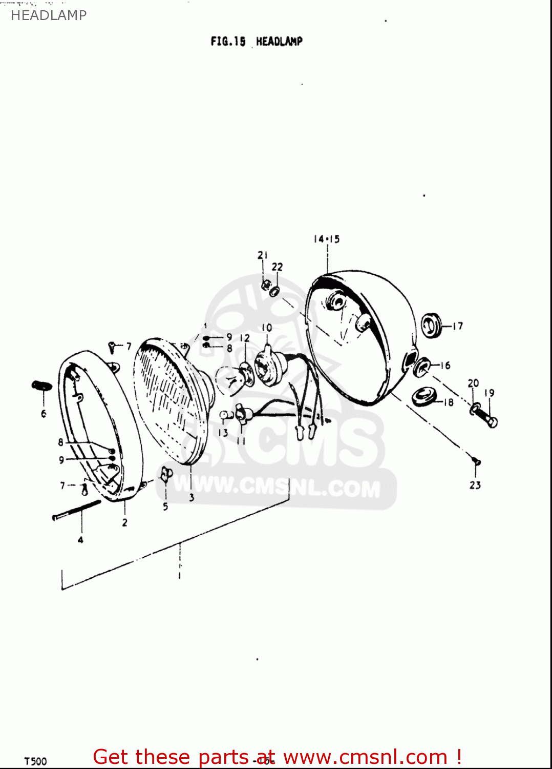 HEADLAMP T500 1968 1969 1970 USA (E03)