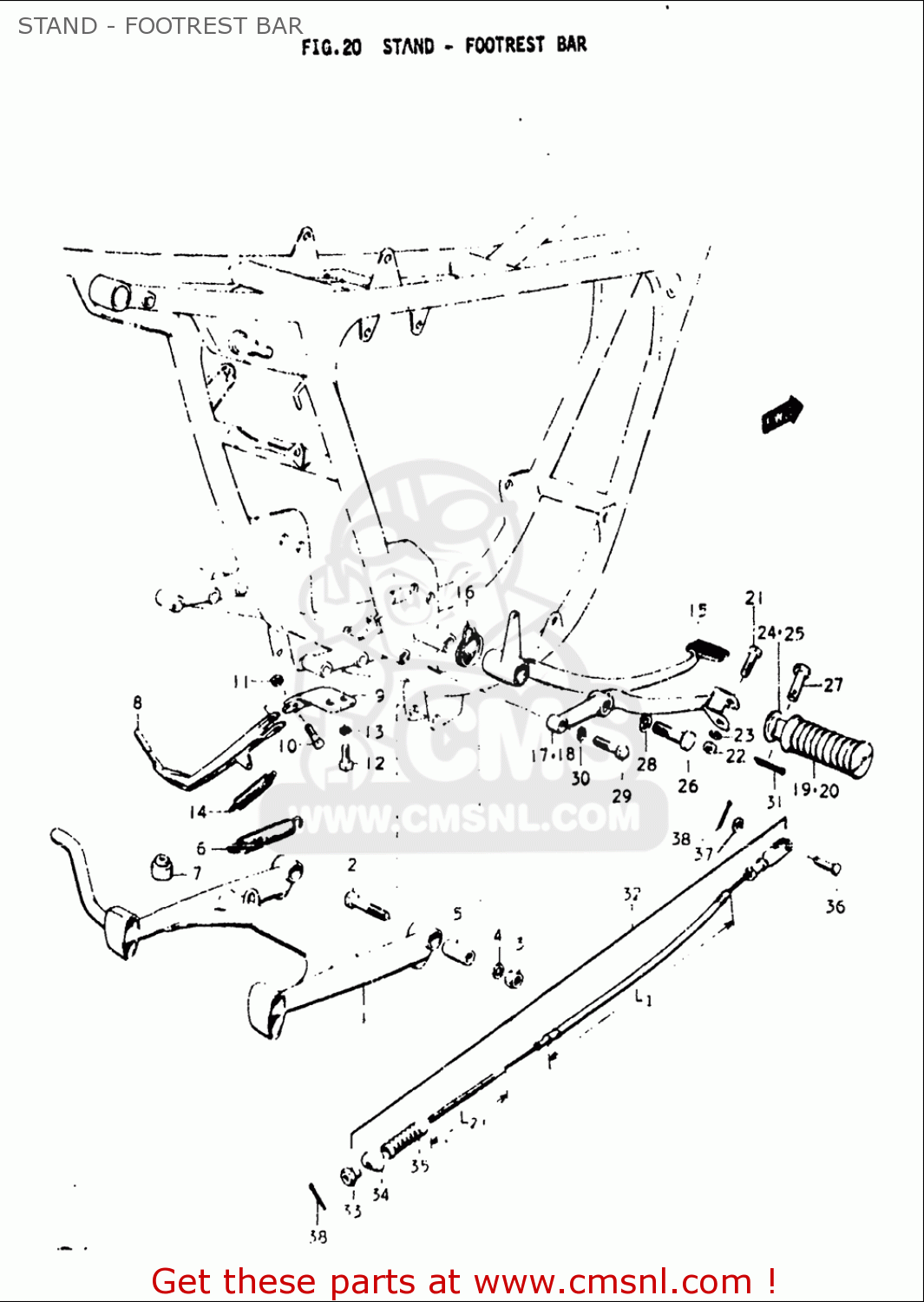 STAND - FOOTREST BAR T500 1968 1969 1970 USA (E03)