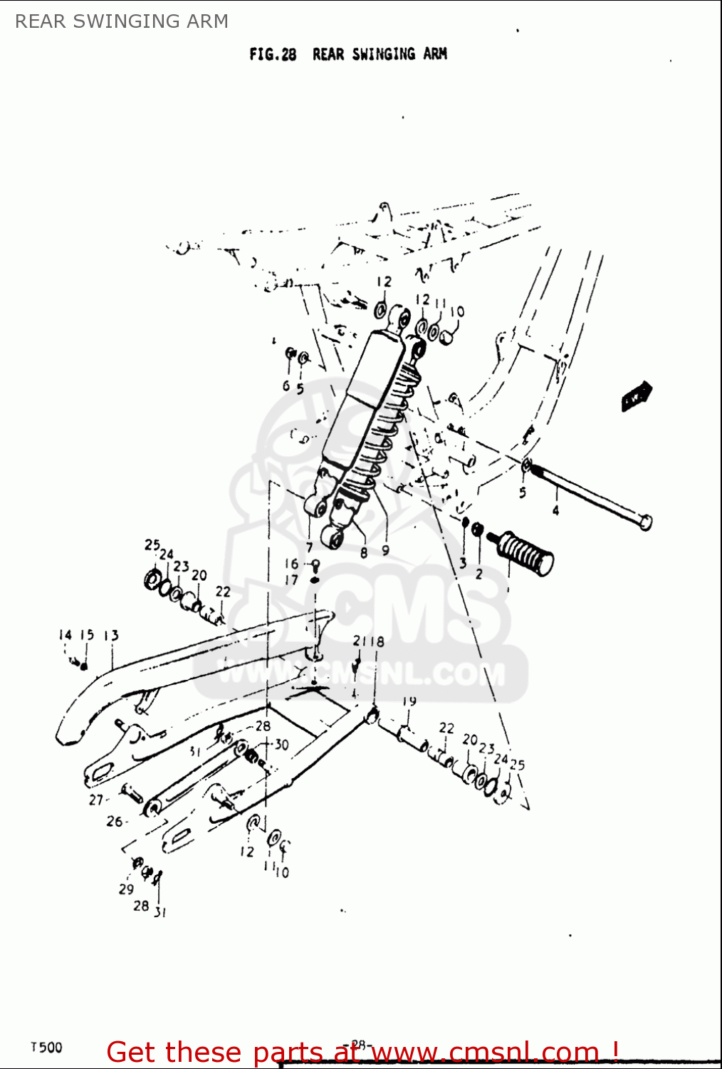 REAR SWINGING ARM T500 1968 1969 1970 USA (E03)