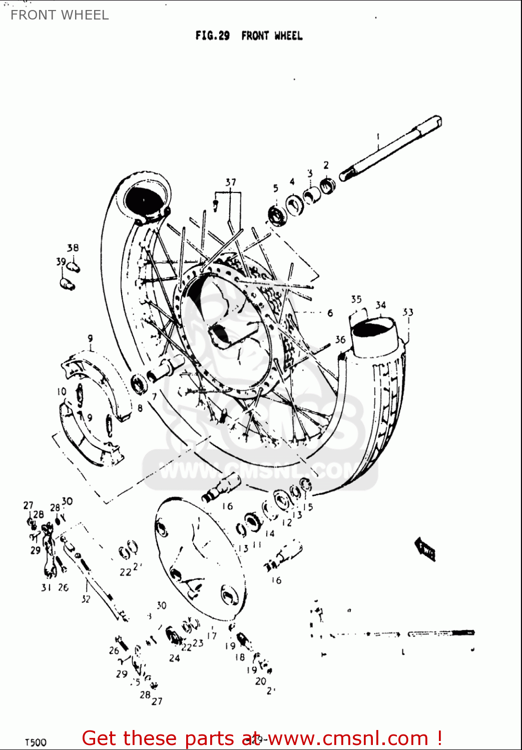 FRONT WHEEL T500 1968 1969 1970 USA (E03)