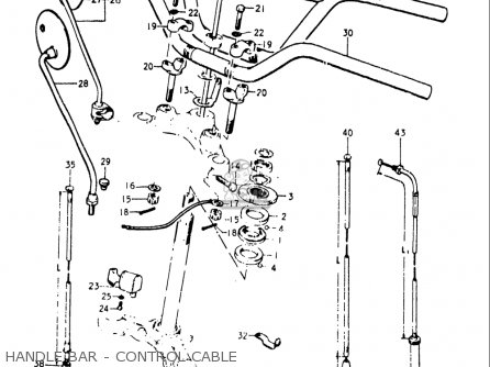 HANDLE BAR - CONTROL CABLE - T500 1968 1969 1970 USA (E03)