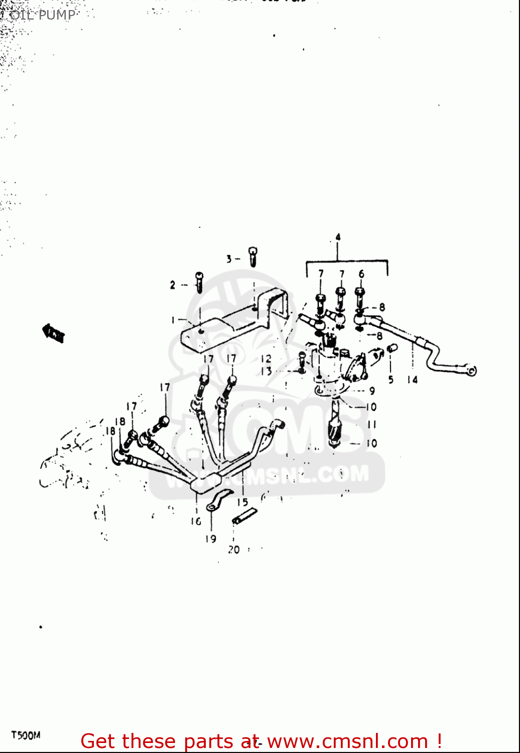 OIL PUMP T500 1971 1972 1973 1974 1975 (R) (J) (K) (L) (M) USA (E03)