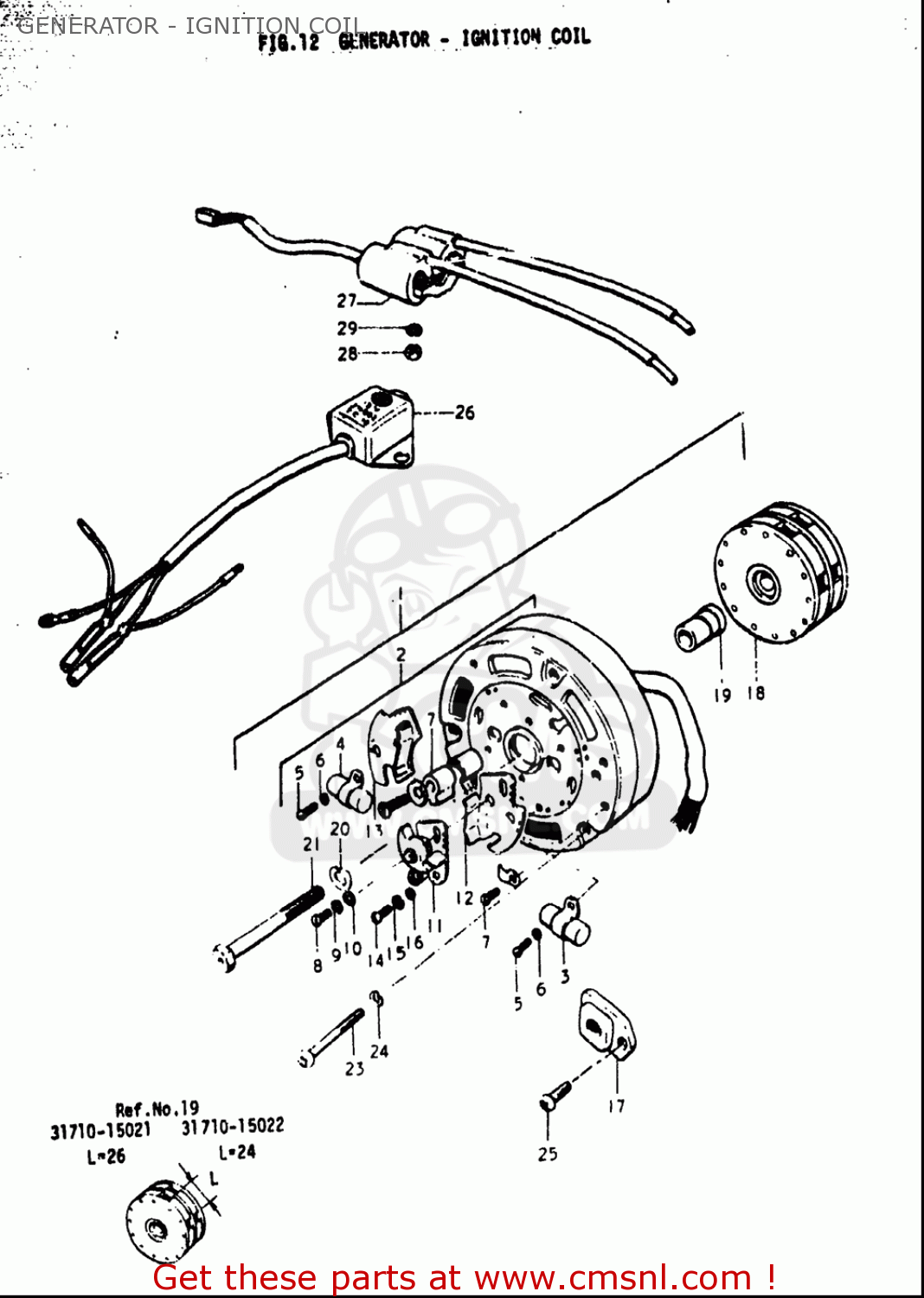 GENERATOR - IGNITION COIL T500 1971 1972 1973 1974 1975 (R) (J) (K) (L) (M) USA (E03)