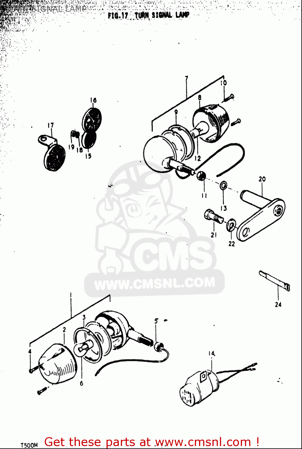 TURN SIGNAL LAMP T500 1971 1972 1973 1974 1975 (R) (J) (K) (L) (M) USA (E03)