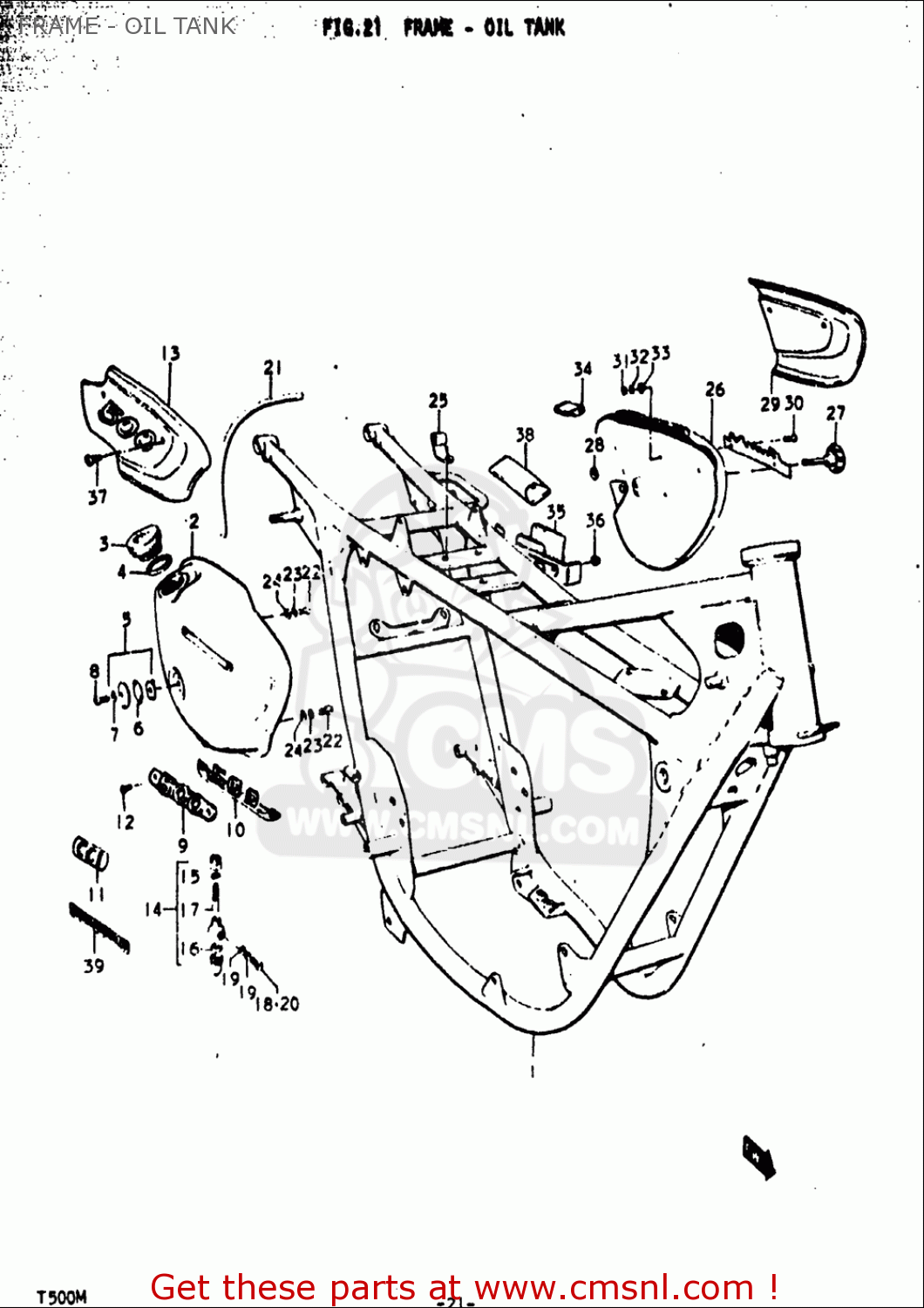 FRAME - OIL TANK T500 1971 1972 1973 1974 1975 (R) (J) (K) (L) (M) USA (E03)