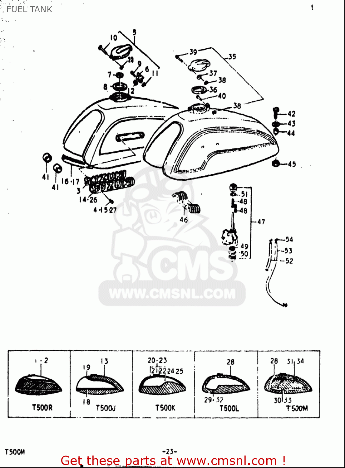 FUEL TANK T500 1971 1972 1973 1974 1975 (R) (J) (K) (L) (M) USA (E03)