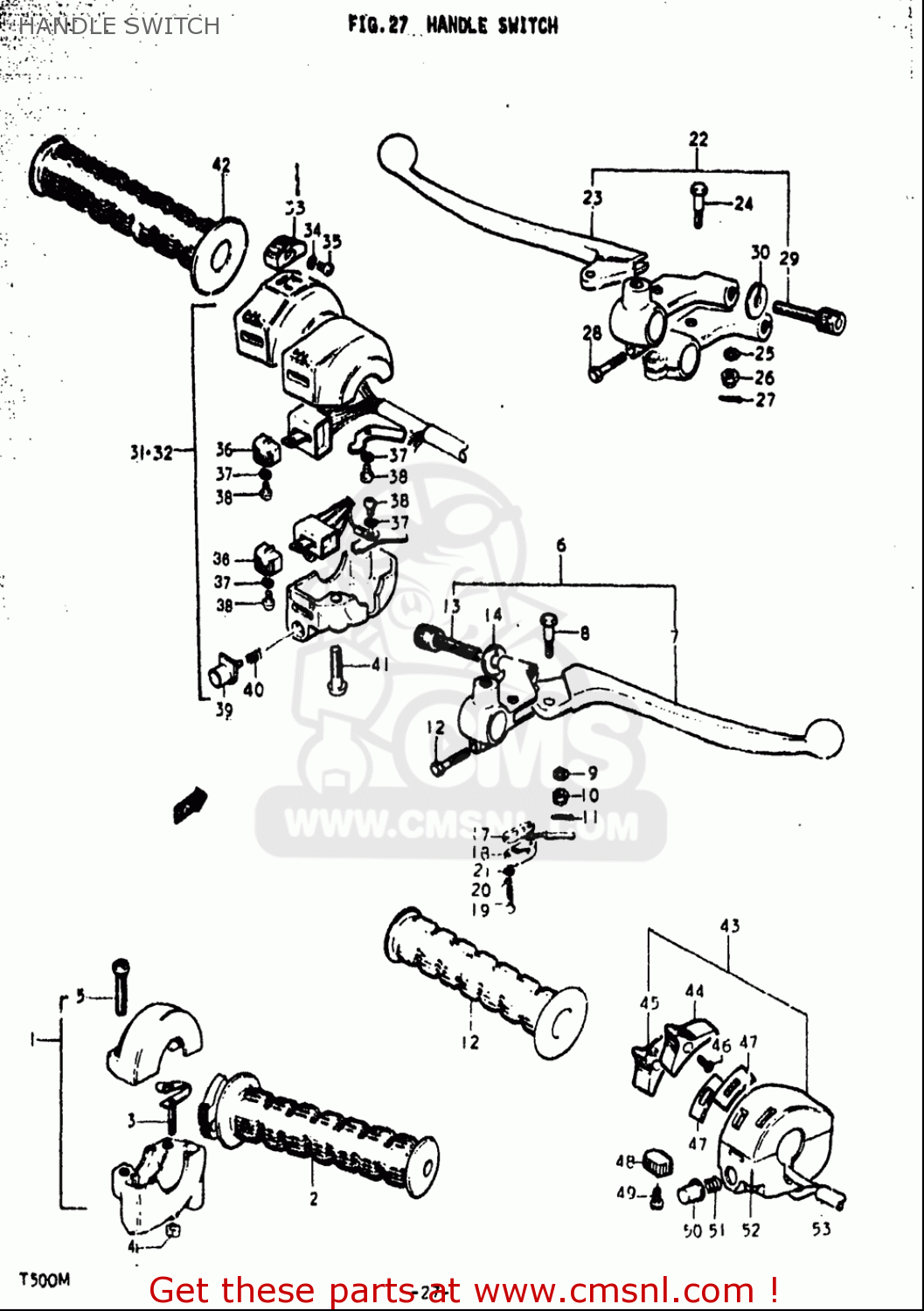 HANDLE SWITCH T500 1971 1972 1973 1974 1975 (R) (J) (K) (L) (M) USA (E03)