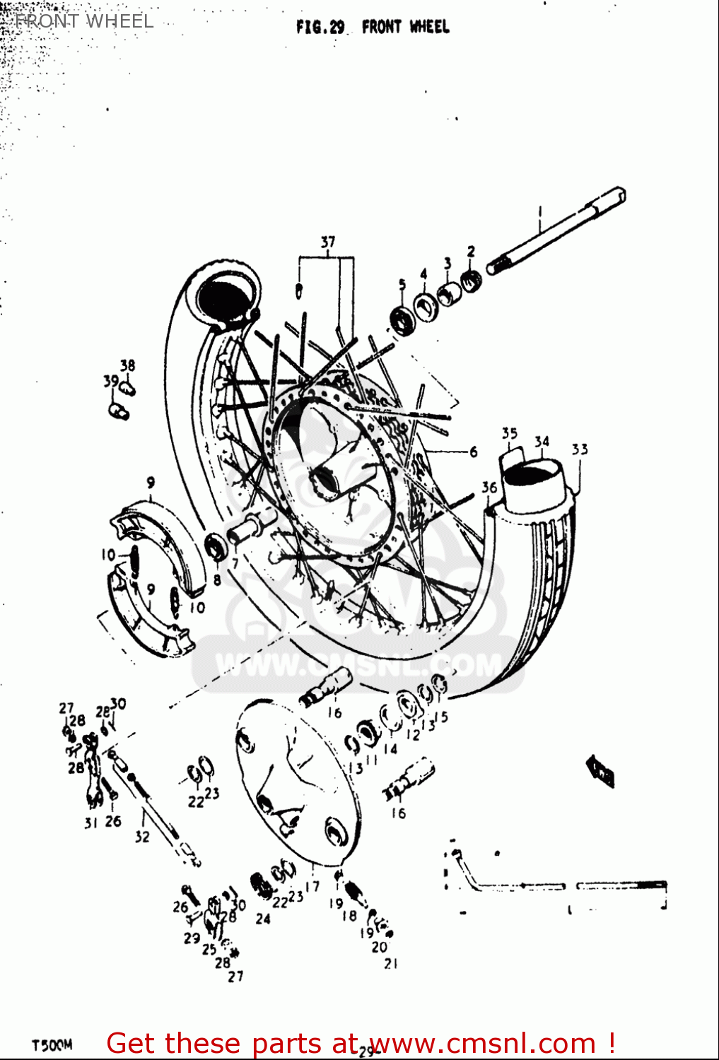 FRONT WHEEL T500 1971 1972 1973 1974 1975 (R) (J) (K) (L) (M) USA (E03)