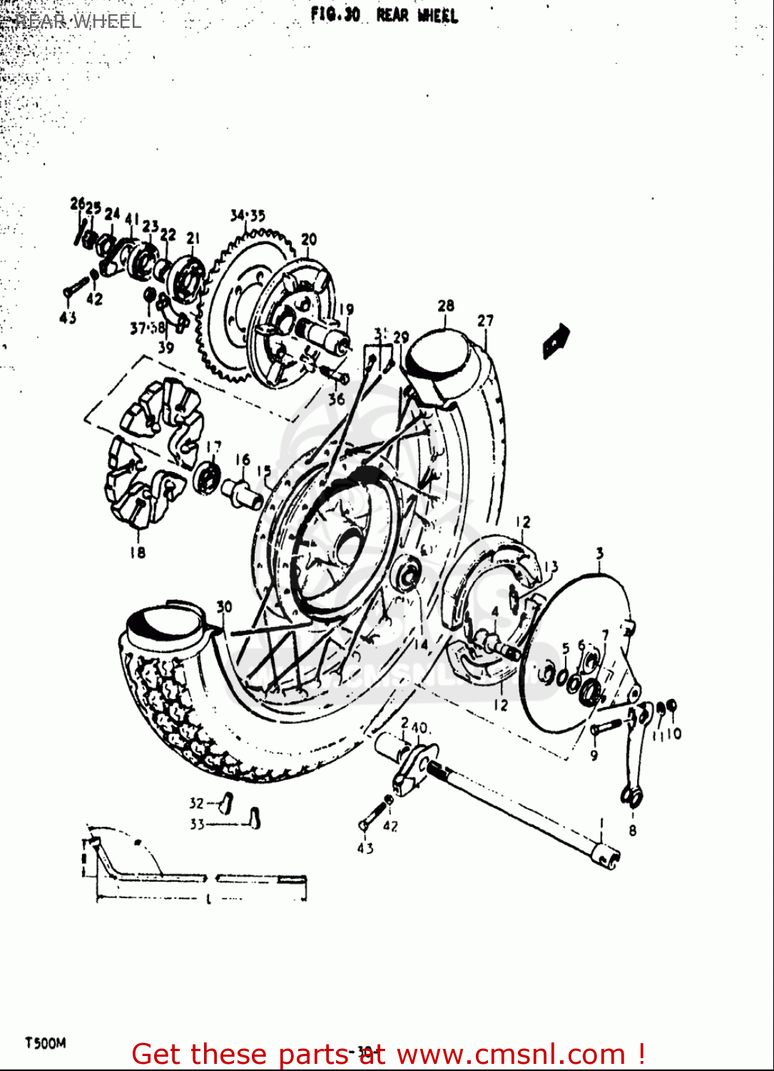 REAR WHEEL T500 1971 1972 1973 1974 1975 (R) (J) (K) (L) (M) USA (E03)