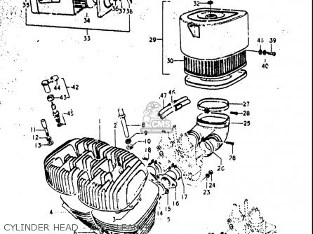CYLINDER HEAD - AIR CLEANER - T500 1971 1972 1973 1974 1975 (R) (J) (K) (L) (M) USA (E03)