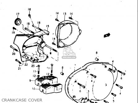 CRANKCASE COVER - T500 1971 1972 1973 1974 1975 (R) (J) (K) (L) (M) USA (E03)