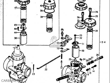 CARBURETOR - T500 1971 1972 1973 1974 1975 (R) (J) (K) (L) (M) USA (E03)