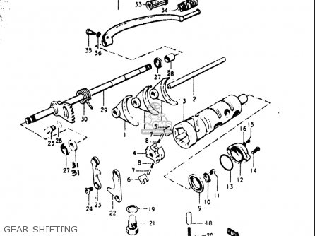 GEAR SHIFTING - T500 1971 1972 1973 1974 1975 (R) (J) (K) (L) (M) USA (E03)