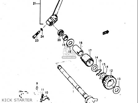 KICK STARTER - T500 1971 1972 1973 1974 1975 (R) (J) (K) (L) (M) USA (E03)
