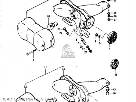 REAR COMBINATION LAMP - T500 1971 1972 1973 1974 1975 (R) (J) (K) (L) (M) USA (E03)